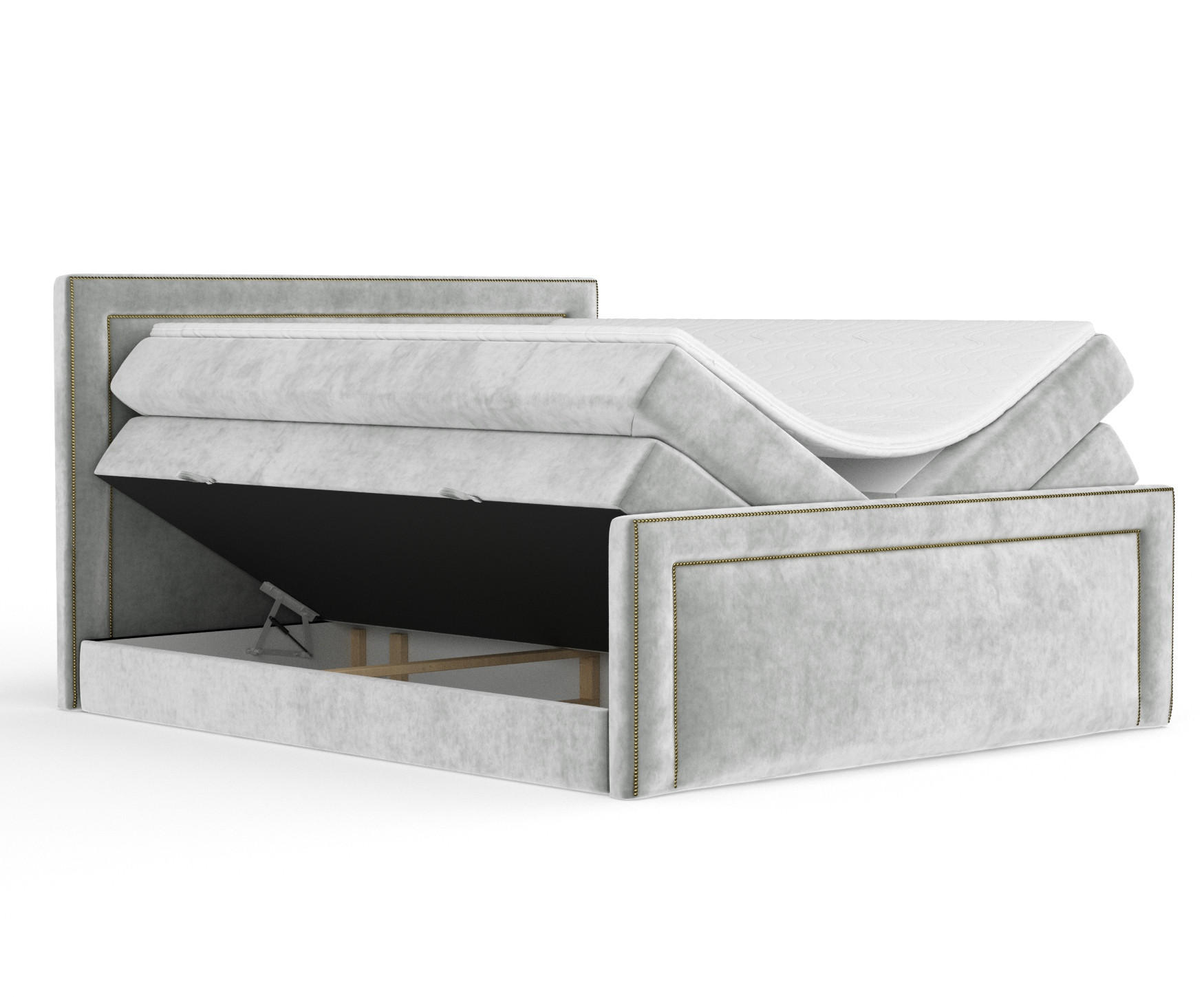BOXSPRINGBETT Luxora Hellgrau 140/200 cm - Hellgrau/Schwarz, Holz/Holzwerkstoff (140/200cm) - Maison de Reve