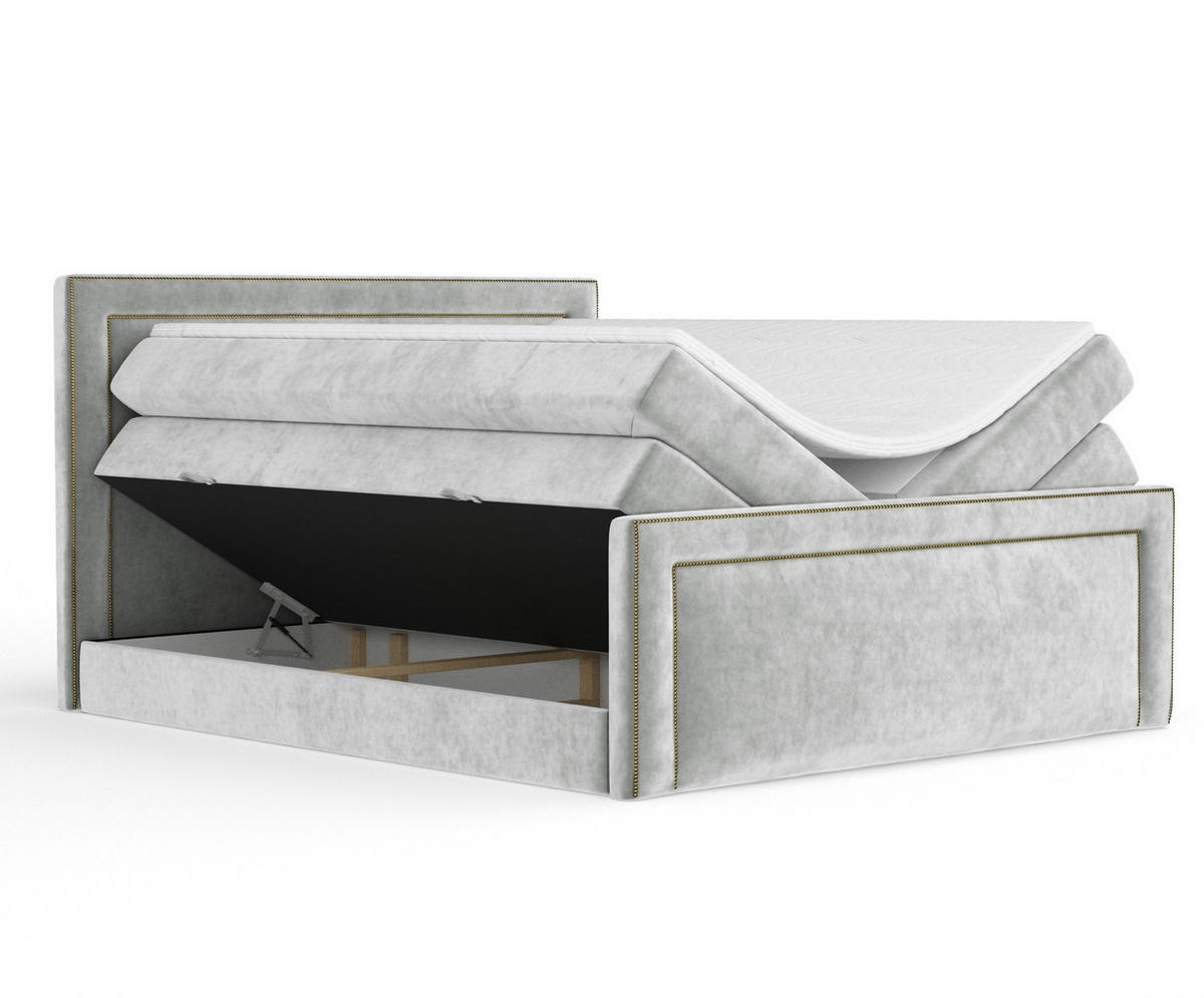 BOXSPRINGBETT Luxora Hellgrau 200/200 cm - Hellgrau/Schwarz, Holz/Holzwerkstoff (200/200cm) - Maison de Reve
