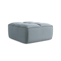 POUF Samt Stoff Blau - Blau/Schwarz, Kunststoff/Textil (80/43/93cm) - LaMiaSofa
