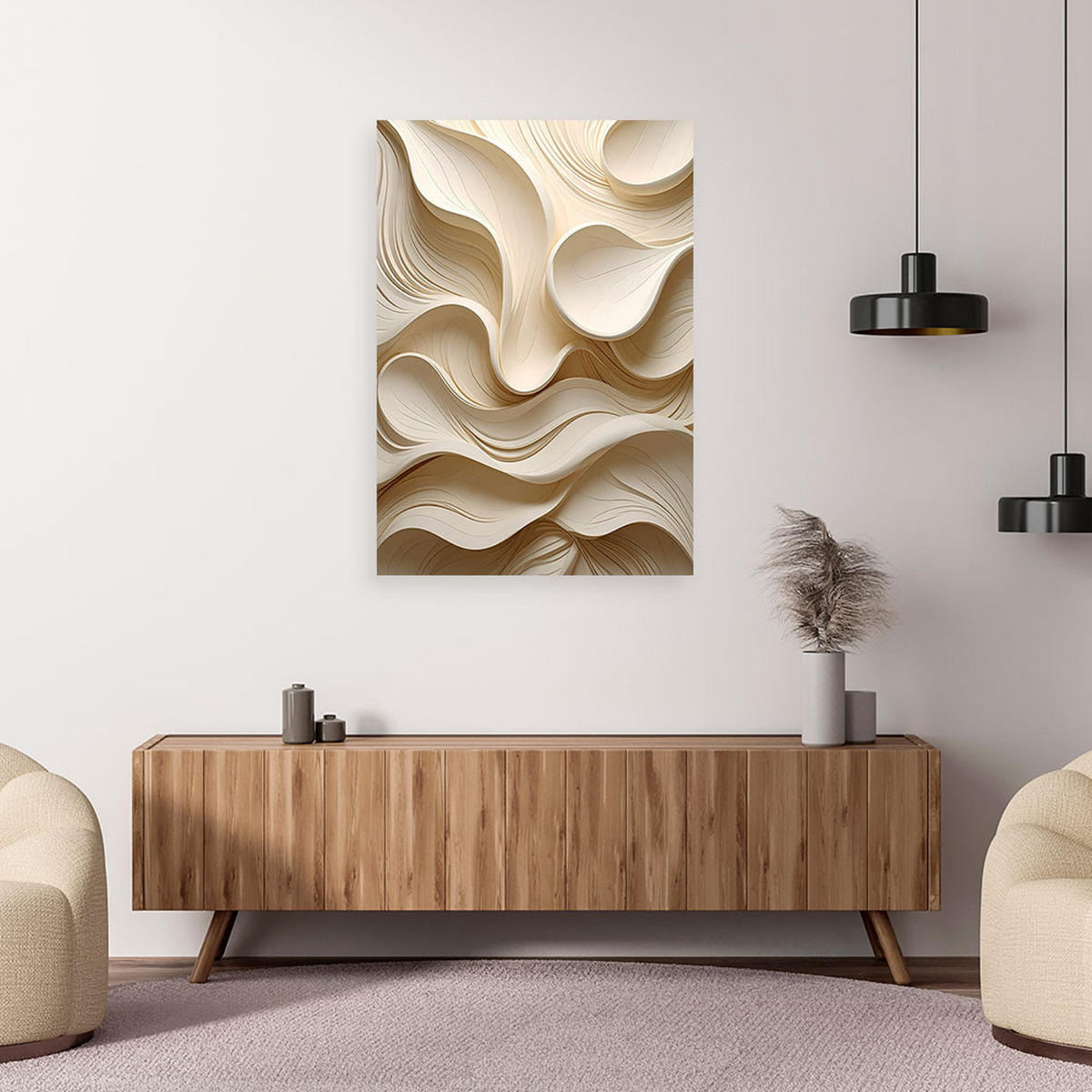 LEINWANDBILDER, 3D-Abstraktion - Beige, Textil (80/120cm) - Feeby
