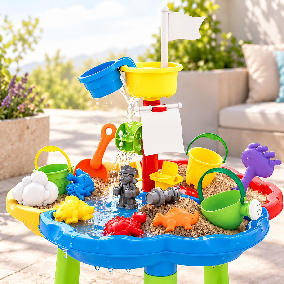 HRACÍSTŮL Vícebarevný pirátský ostrov 3 přihrádky - různobarevná, plast (60/60cm) - Relaxdays