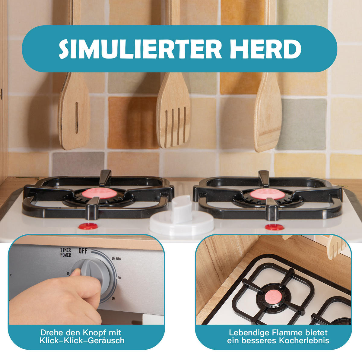 SPIELSET Natur - Naturfarben, Holzwerkstoff (29/88.5/81cm) - COSTWAY