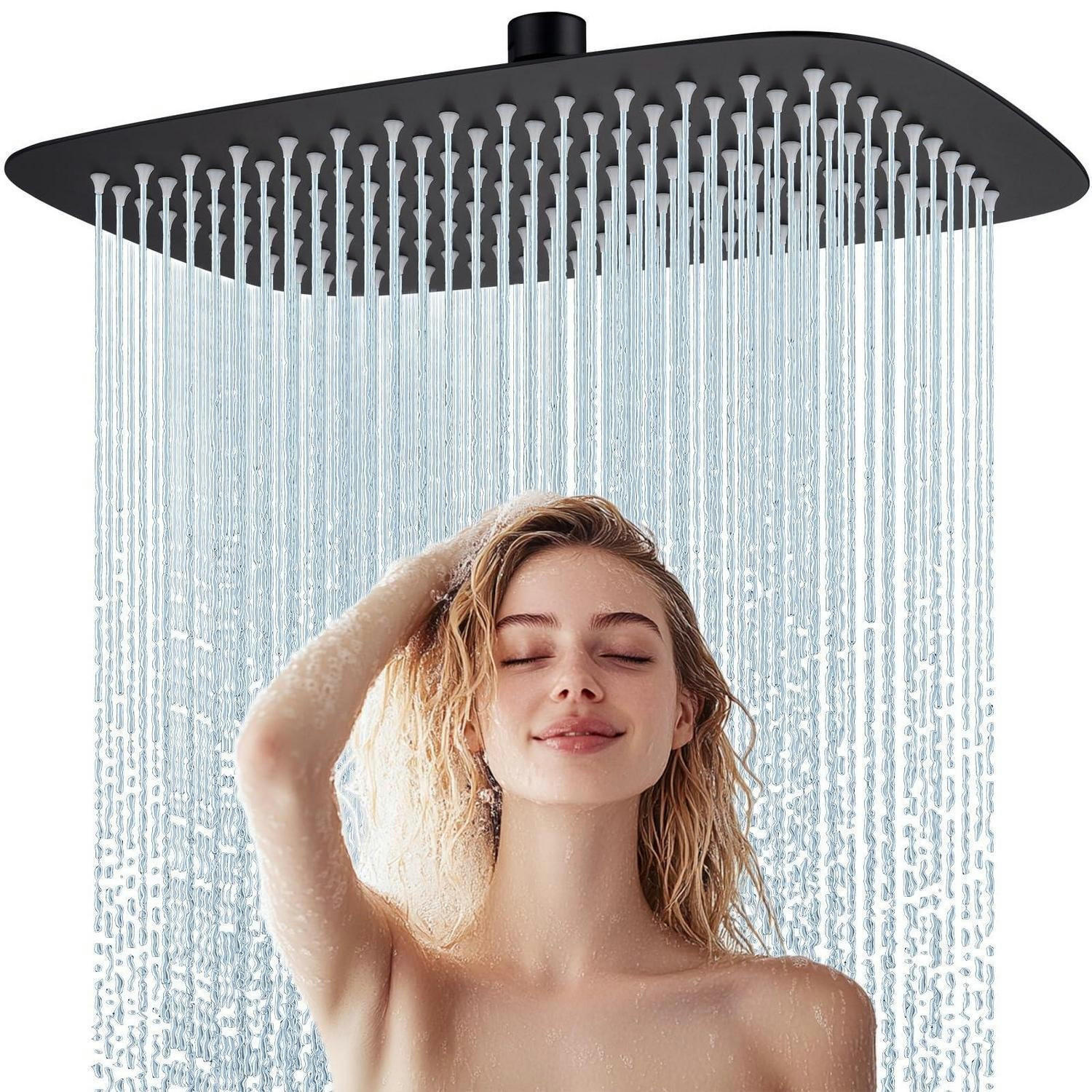 DUSCHKOPF Regendusche Edelstahl Mattschwarz 30 x 20 cm - Schwarz, Metall (20/12.7/30cm)
