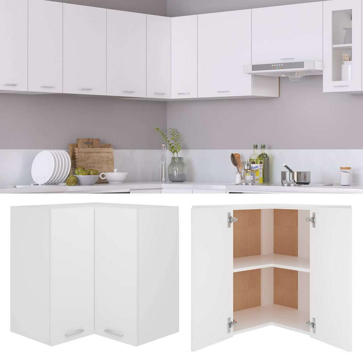 ECKHÄNGESCHRANK Weiss 57/57/60 Cm Holzwerkstoff - Weiß, Holzwerkstoff (57/60/57cm) - vidaXL