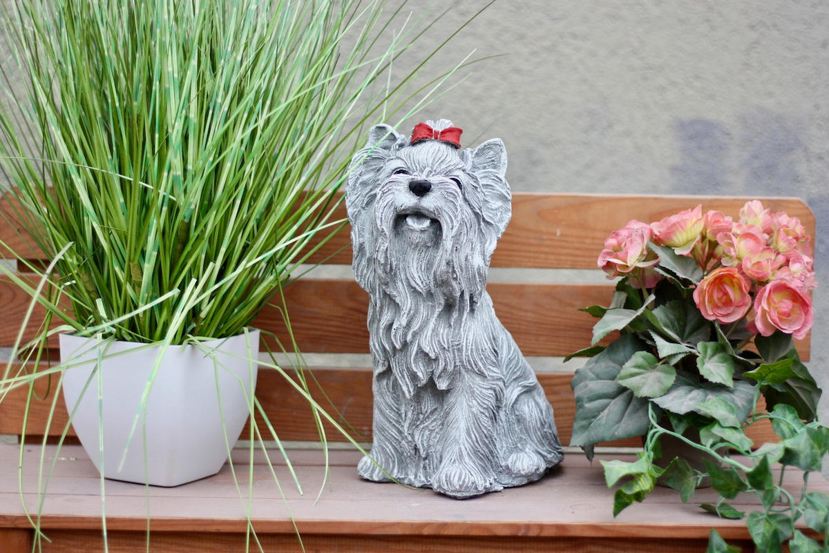 STEINFIGUR Yorkshire Terrier, Betonsteinguss, - Grau, Stein (15/30/22cm) - stoneandstyle