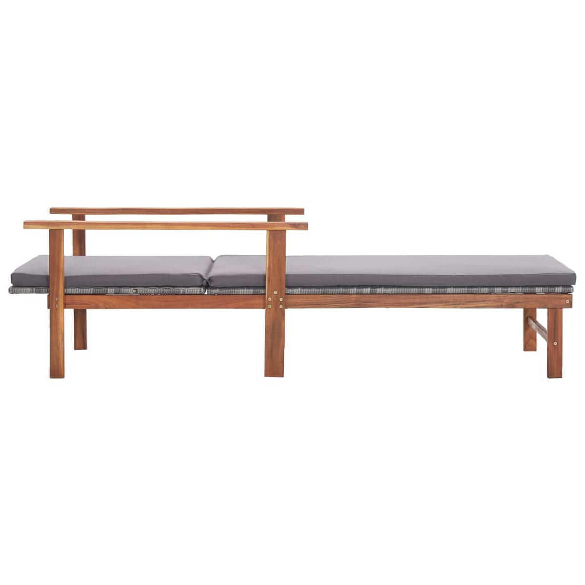 SONNENLIEGE mit Auflage Poly Rattan Akazie Massivholz Grau - Grau, Kunststoff (55/56/200cm) - furnicato