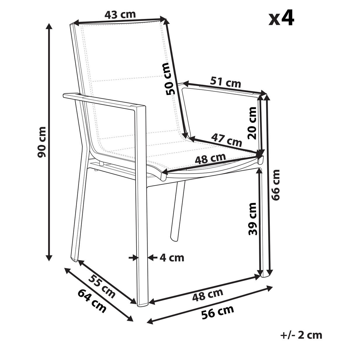 GARTENSTUHL 4er-Set Aluminium schwarz Busseto - Schwarz, Metall (56/90/64cm) - Beliani