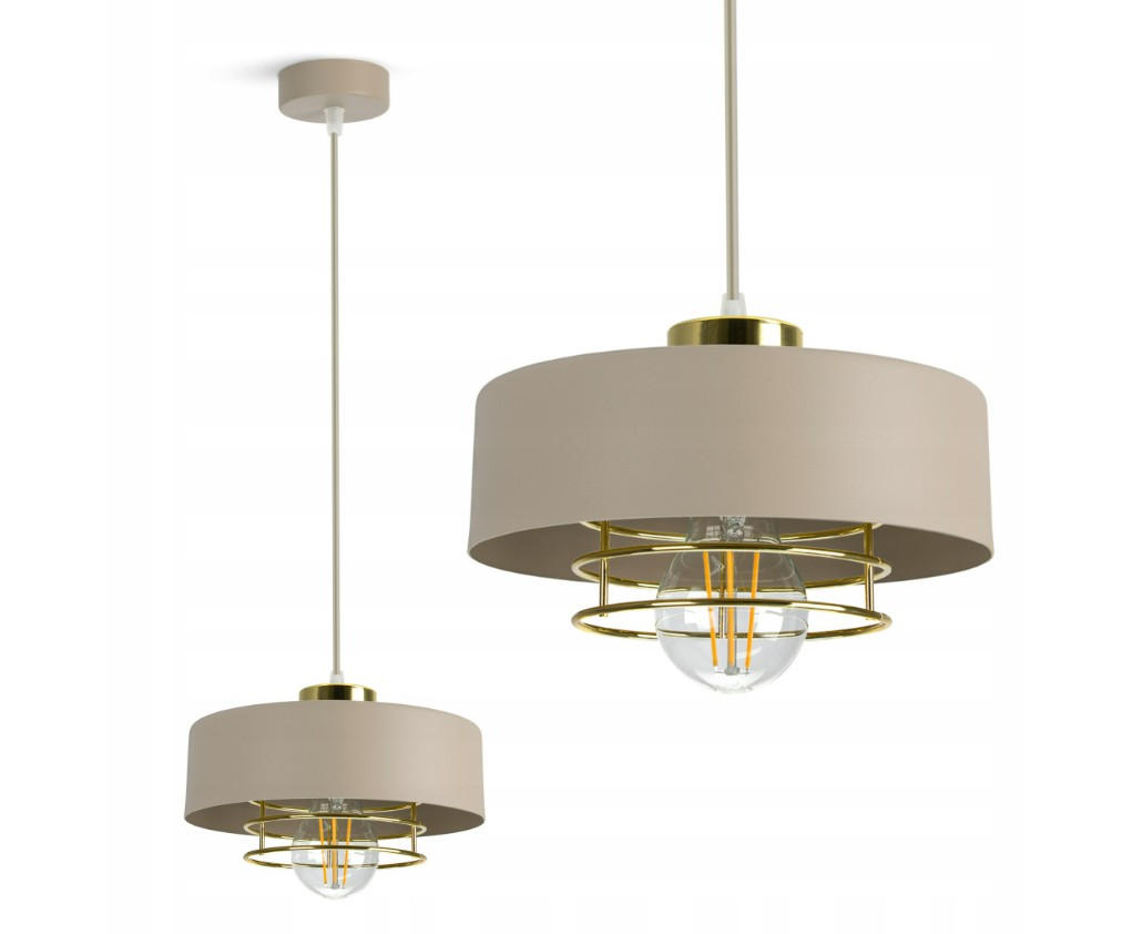 PENDELLEUCHTE ECRU - Beige/Goldfarben, Metall (20/20/100cm) - kiki design