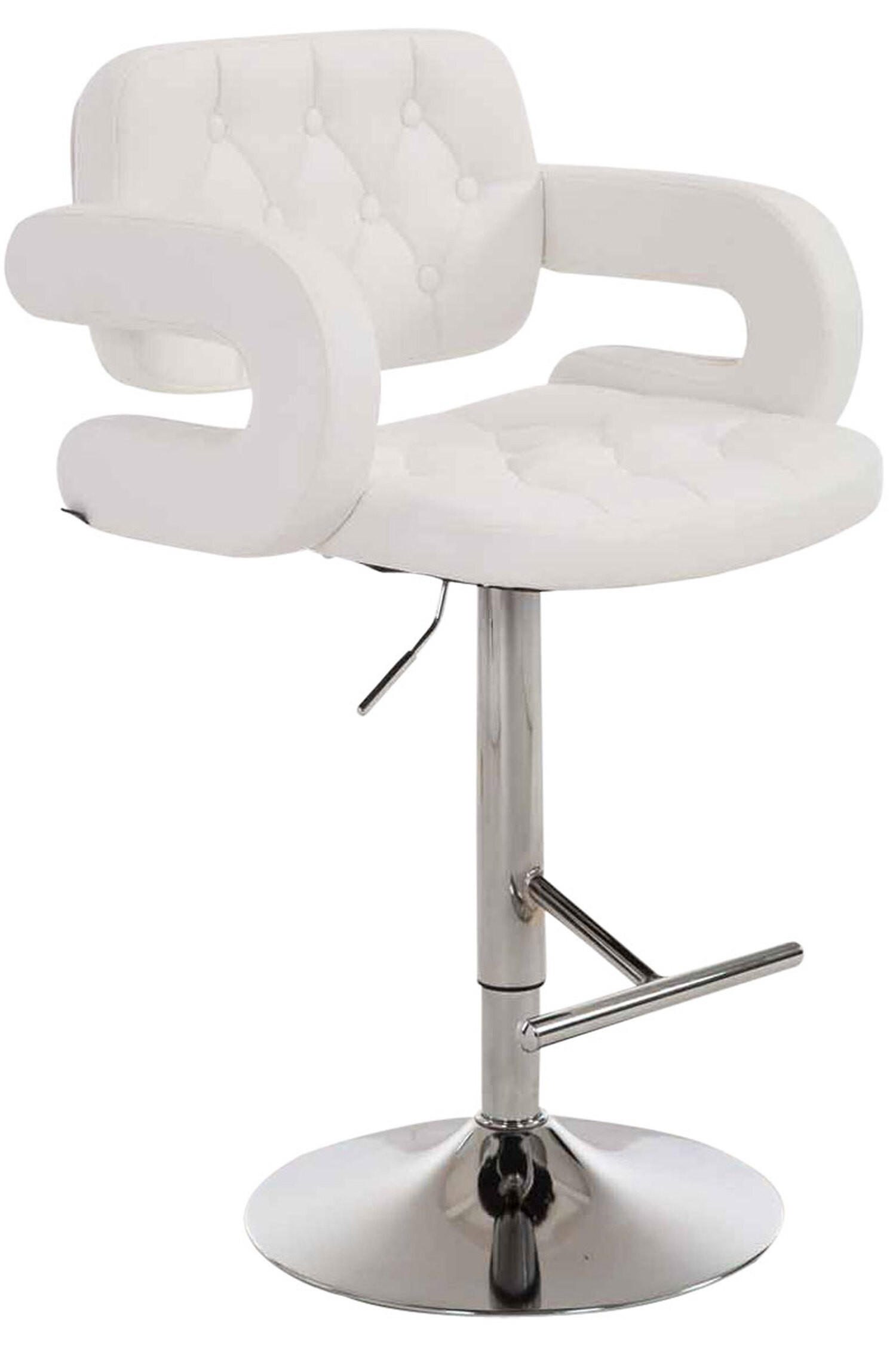 BARHOCKER Dubai, Gestell Metall in Chromoptik, Kunstleder weiß, - Chromfarben/Weiß, Kunststoff/Textil (52/100/55cm) - TPFLiving