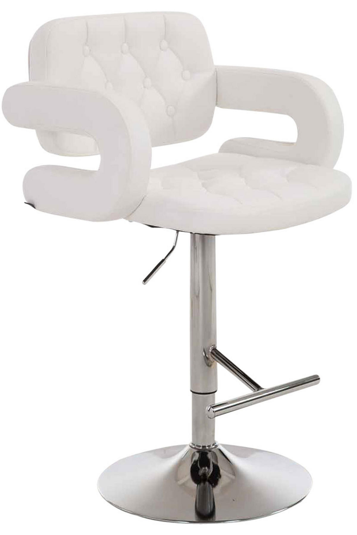 BARHOCKER Dubai, Gestell Metall in Chromoptik, Kunstleder weiß, - Chromfarben/Weiß, Kunststoff/Textil (52/100/55cm) - TPFLiving