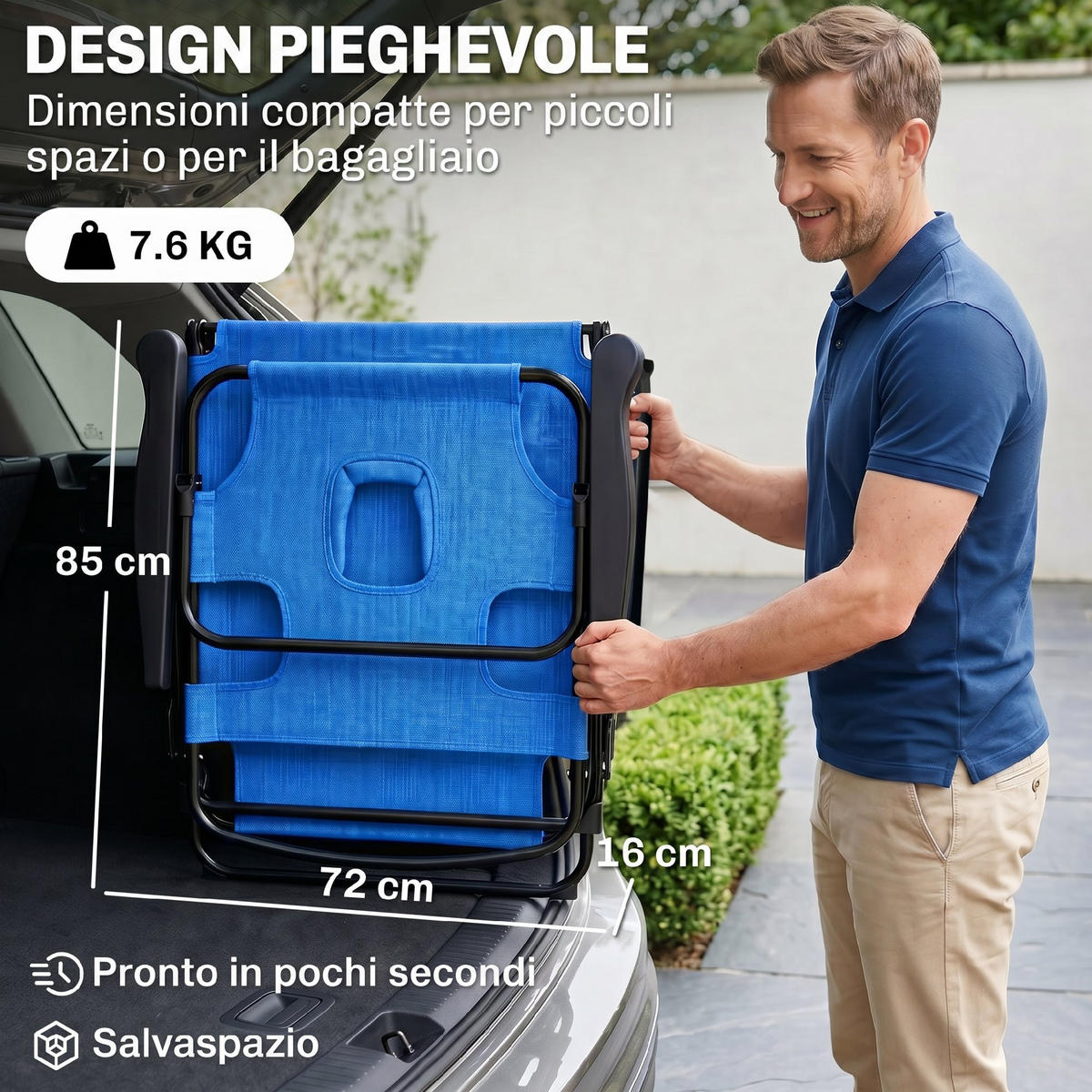 GARTENLIEGE Blau 1 Stück - Blau, Naturmaterialien (72/31/194cm) - GiPP