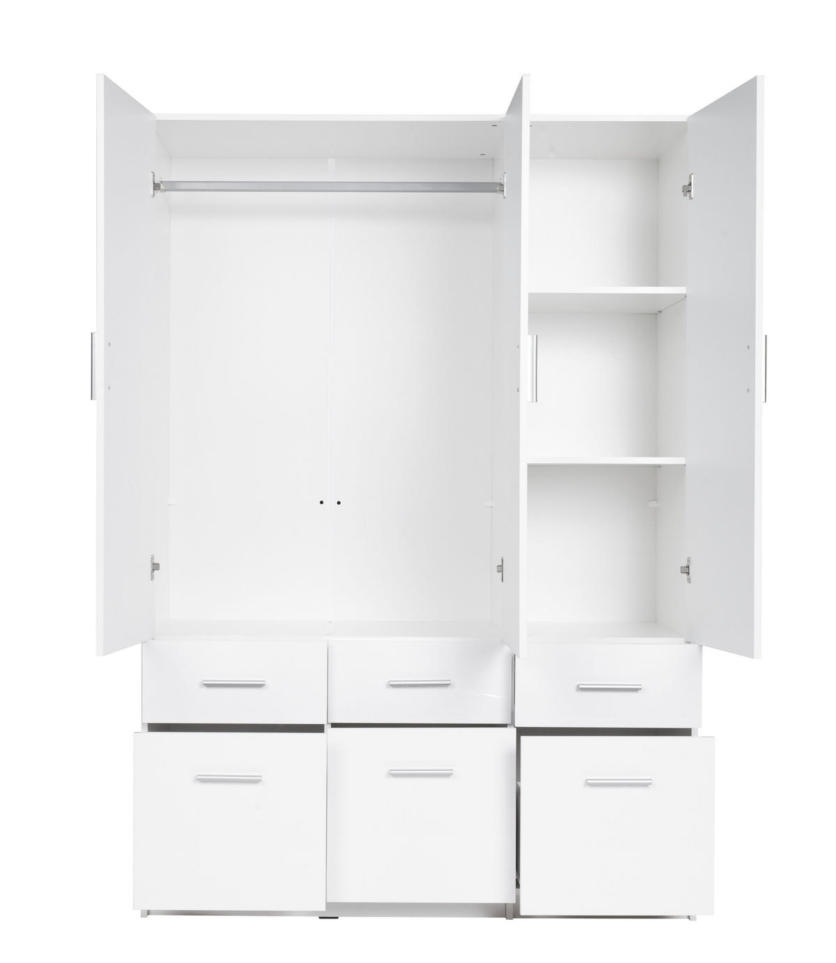 KLEIDERSCHRANK Weiß 136/197/52 - Weiß, Holzwerkstoff (136/197/52cm) - RAUMHIRSCH FURNITURE