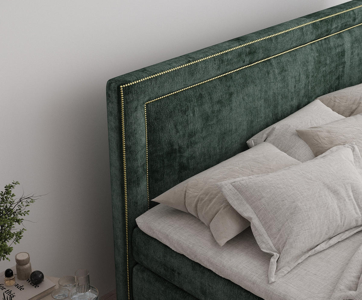 BOXSPRINGBETT Luxora Grün 140/200 cm - Schwarz/Grün, Holz/Holzwerkstoff (140/200cm) - Maison de Reve