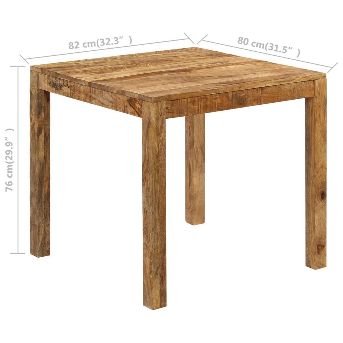 ESSTISCH Landhausstil 82/80/76 cm aus Massivholz Mango - Braun, Holz (80/82/76cm) - vidaXL