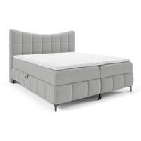 BOXSPRINGBETT 200x200 Almera, Chenille, Bettkasten, Matratze, Hellgrau - Hellgrau, Holz/Textil (200/200cm) - Emporius