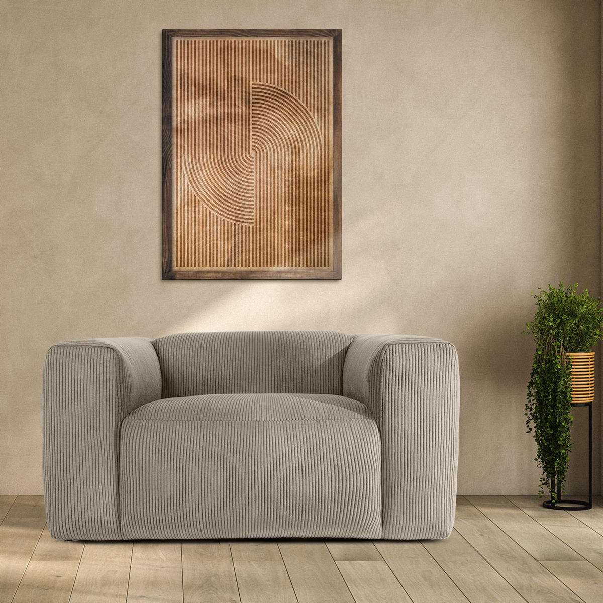 SESSEL BUFFO , Beige - Beige, Textil (130/73/96cm) - KONSIMO®