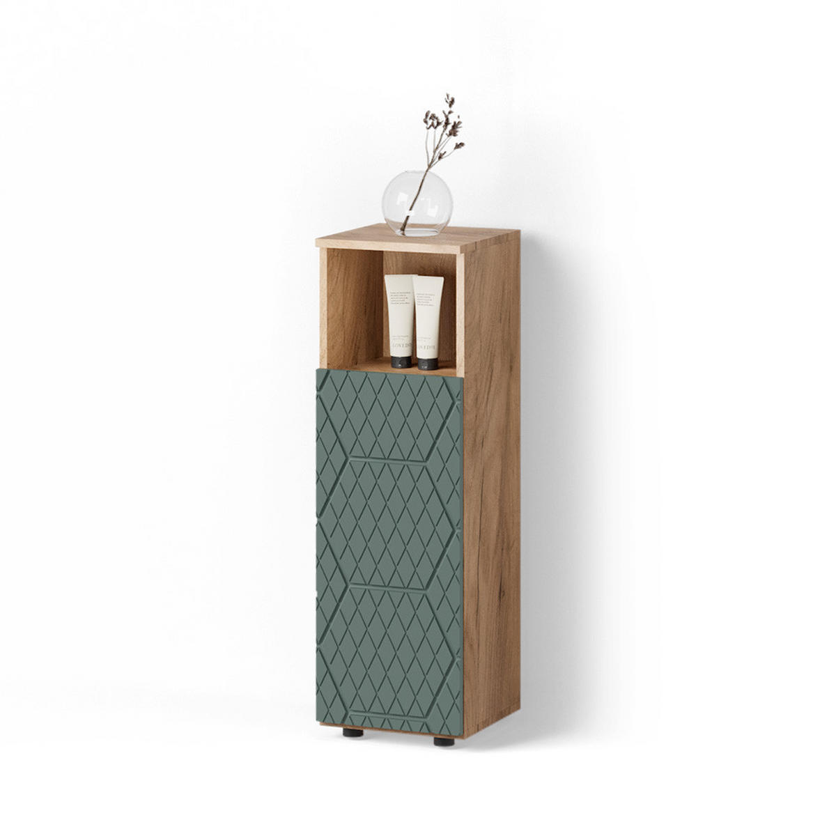 MIDISCHRANK Ronco Grün/Goldkraft Eiche 30 x 95 cm - Grün, Holzwerkstoff (30/95/30cm) - Livinity®