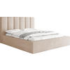 POLSTERBETT Amira mit Bettkasten, Beige Samt 140x200 cm - Ecru/Beige, Holz/Holzwerkstoff (140/200cm) - WFL GROUP