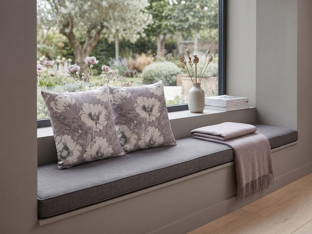 DEKOKISSEN 2er-Set Cremeweiß 45/45 cm Sophora - Ecru/Grau, Textil (45/45cm) - Beliani