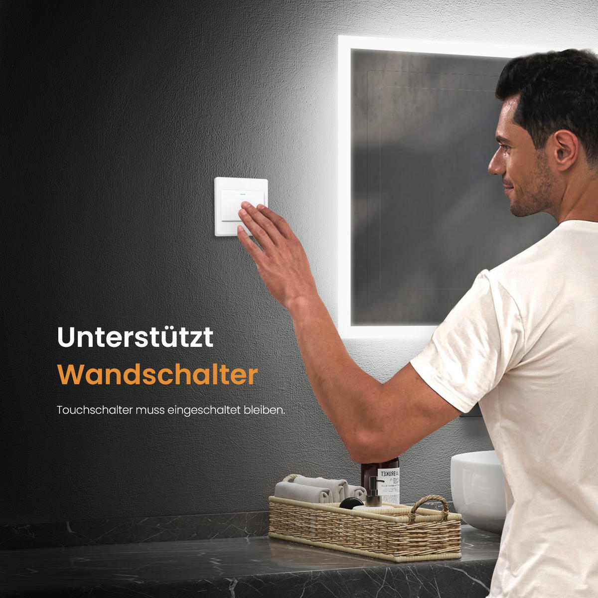 BADSPIEGEL mit Antibeschlag Beleuchtung 120/60/3,5 cm - Transparent, Glas (60/120/3.5cm) - EMKE