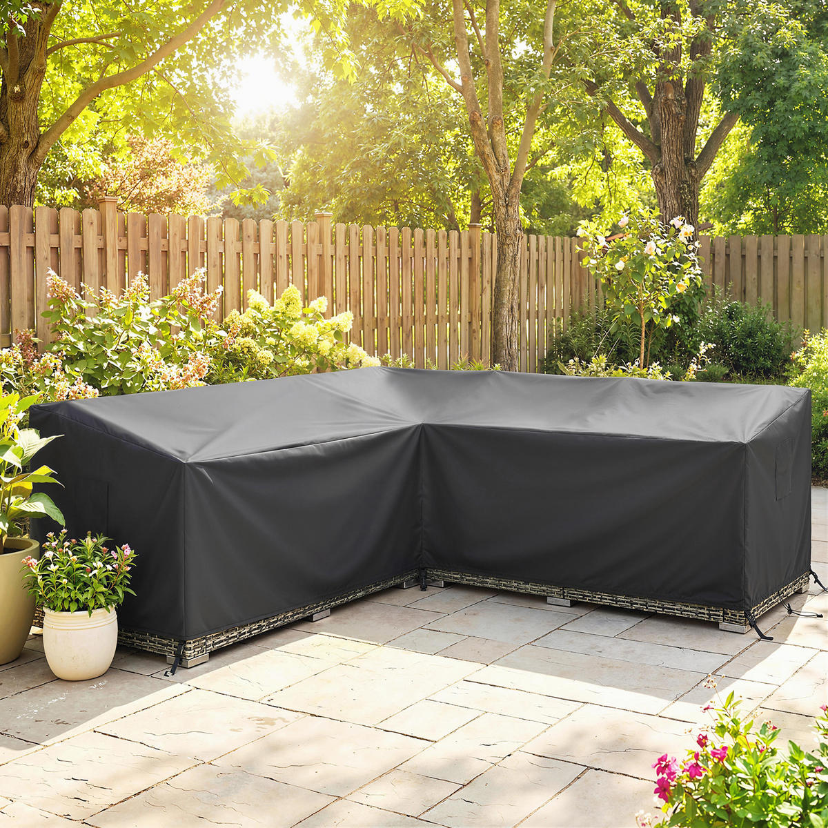 GARTENMÖBEL-ABDECKUNG 420D-Oxford-Gewebe Schwarz - Schwarz, Textil (216/78/216cm) - Outsunny
