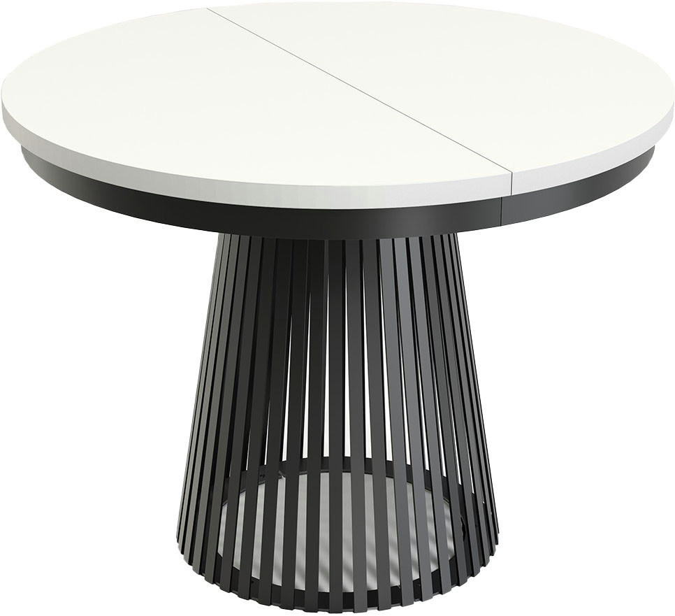 ESSTISCH Scala runder ausziehbarer, Weiß 100-180/100/75 cm - Schwarz/Weiß, Holzwerkstoff/Metall (100/100/75cm) - WFL GROUP