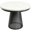 ESSTISCH Scala runder ausziehbarer, Weiß 100-180/100/75 cm - Schwarz/Weiß, Holzwerkstoff/Metall (100/100/75cm) - WFL GROUP