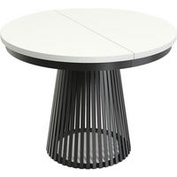 ESSTISCH Scala runder ausziehbarer, Weiß 100-180/100/75 cm - Schwarz/Weiß, Holzwerkstoff/Metall (100/100/75cm) - WFL GROUP