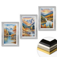 WANDBILDER 3er Set - 20x30 cm Silberner Rahmen - Berglandschaft, Fluss, Herbst - Silberfarben, Kunststoff (20/30cm) - ArtPrintCave