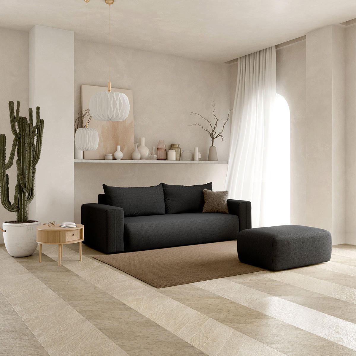 SOFA Bliss 3 Sitzplätze Dunkelgrau - Grau, Holz (252/72/97cm) - Petits-meubles
