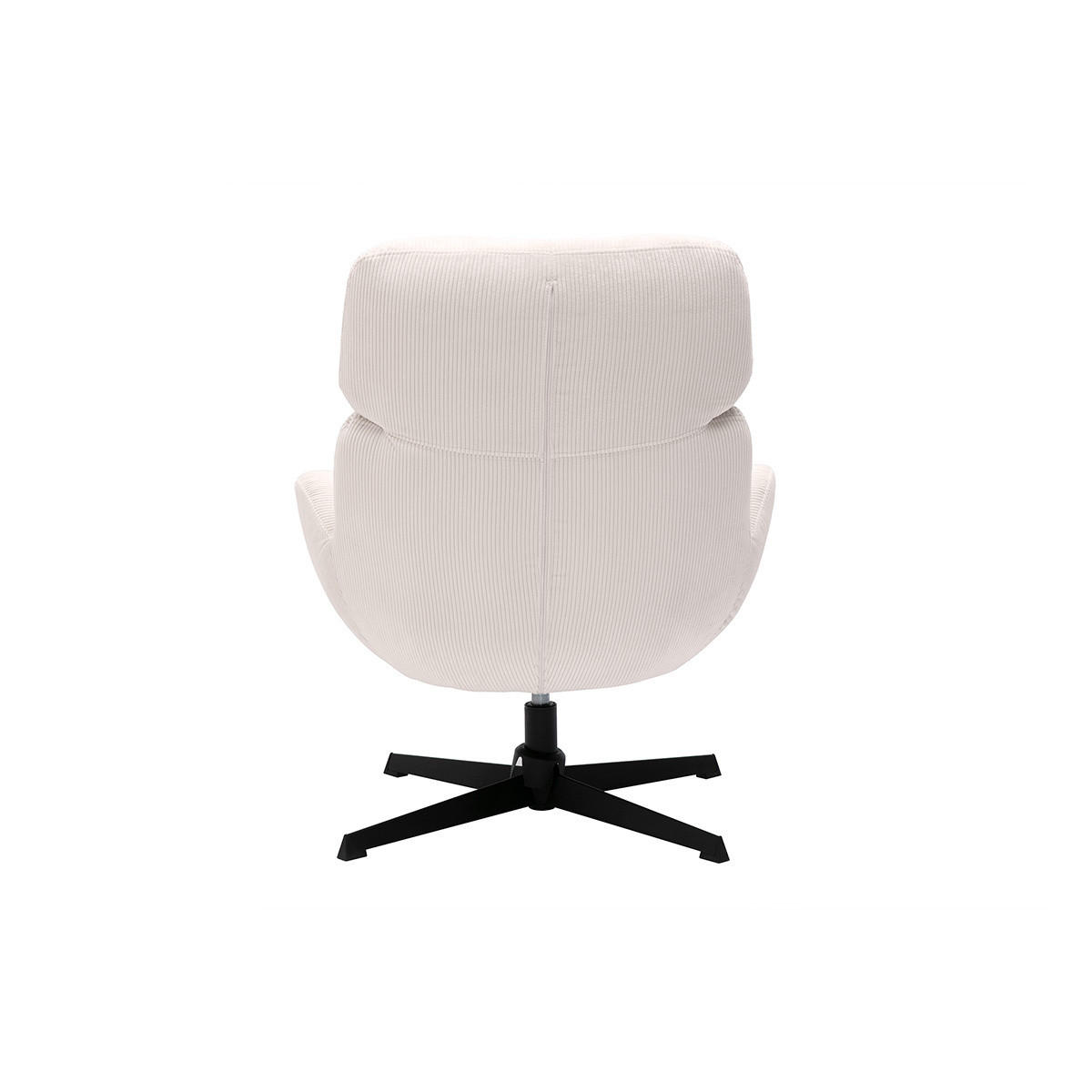 SCHWENKSESSEL Ripp-Velours Creme Metall Schwarz KLEM - Weiß, Textil (77/87/73cm) - Miliboo