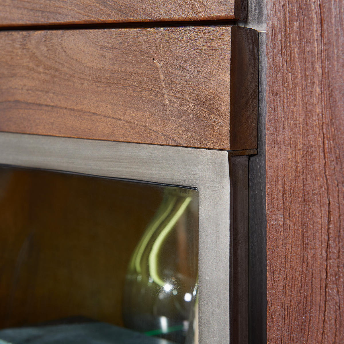 VITRINE Mango 90x45x204 braun lackiert Amsterdam #08 - Braun, Holz (90/204/45cm) - Massivmoebel24