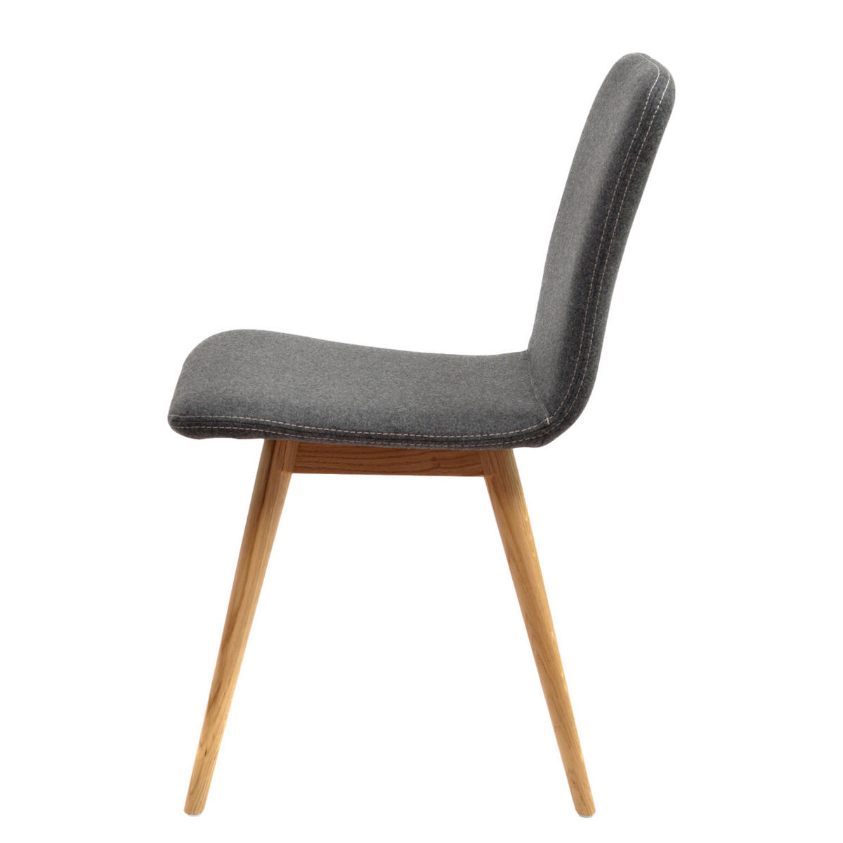 POLSTERSTUHL - 2er-Set - Eiche massiv / Stoff - Anthrazit, Holz/Textil (45/85/60cm) - home24