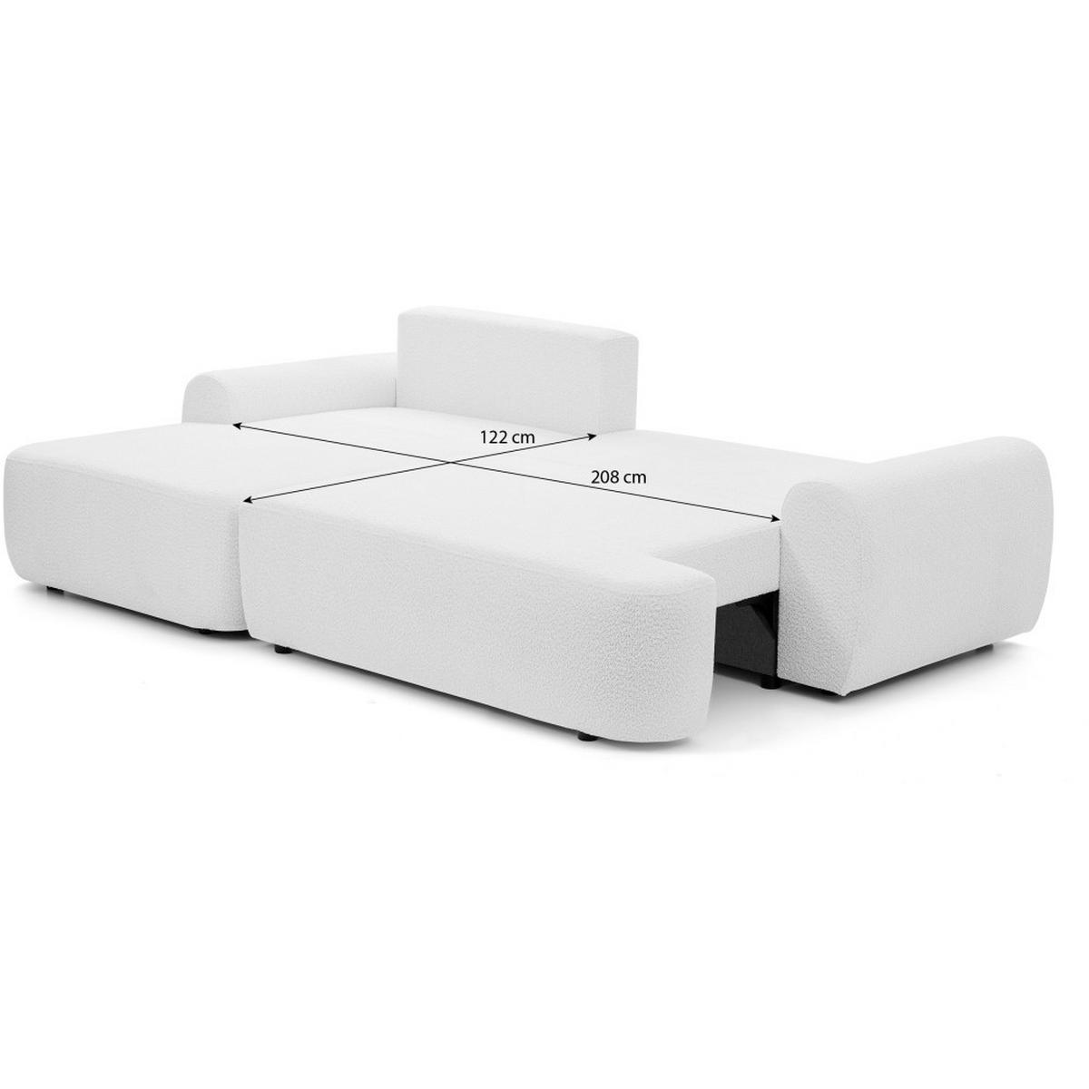 ECKSCHLAFSOFA Oliver im Bouclé-Gewebe, Beige, rechts - Beige/Schwarz, Textil (266/160cm) - Beautysofa