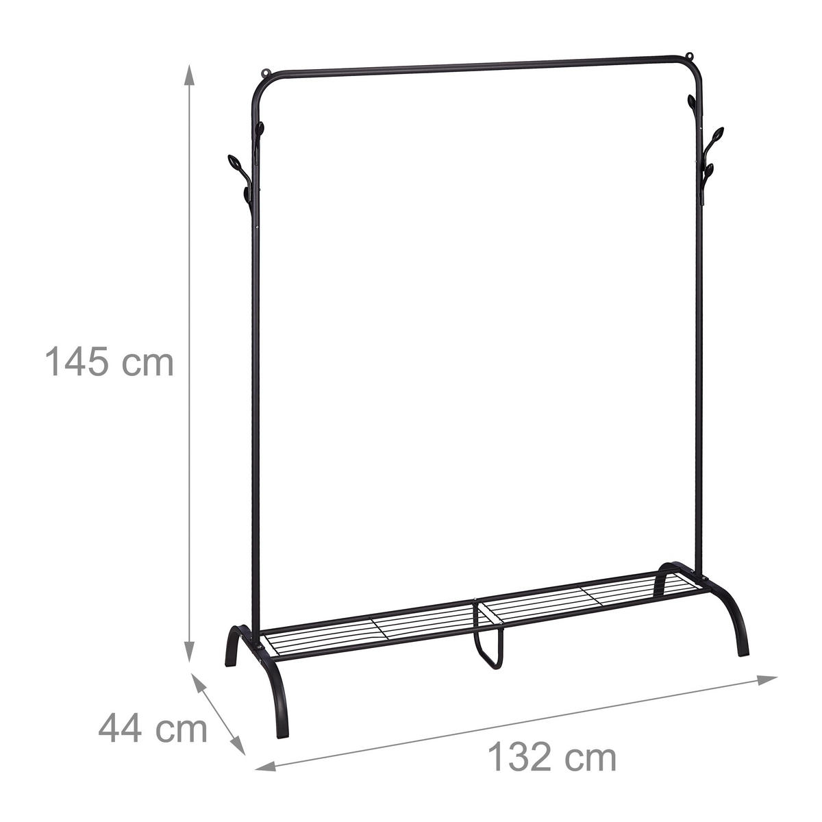 KLEIDERSTÄNDER - Schwarz, Kunststoff/Metall (132/145/44cm) - Relaxdays