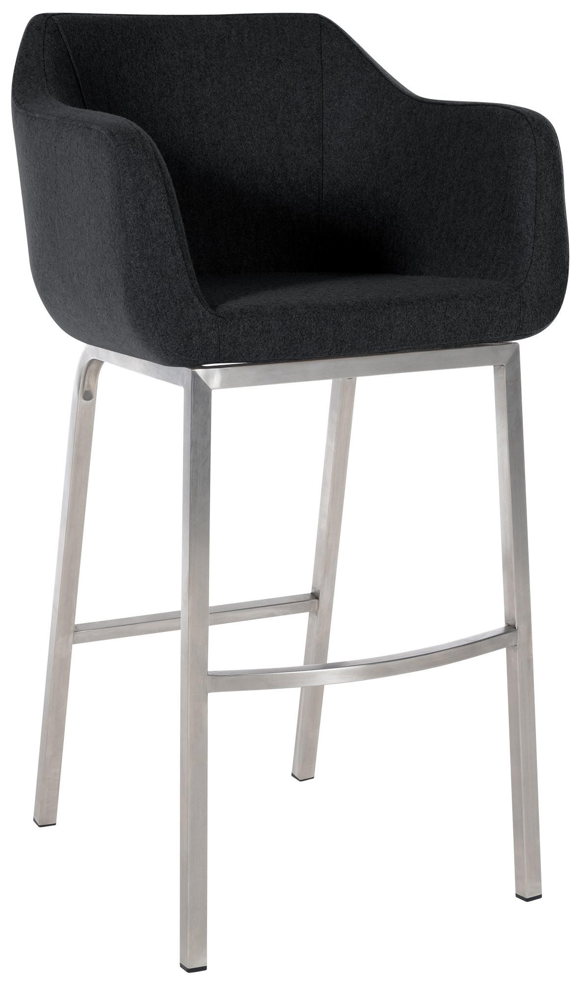 BARHOCKER Filz anthrazit - Edelstahlfarben/Anthrazit, Textil/Metall (58/108/56cm) - CLP