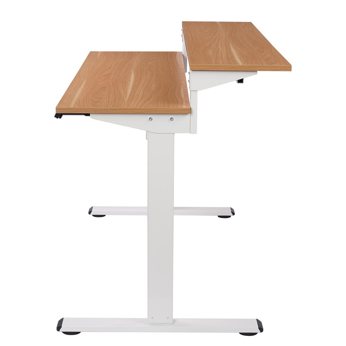 SCHREIBTISCH - Höhenverstellbar - Eiche Dekor / Weiß - Braun/Weiß, Holzwerkstoff/Metall (40/140/73cm) - home24
