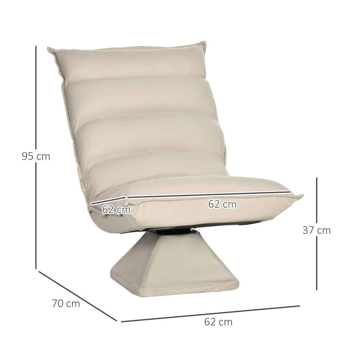 RELAXSESSEL Mikrofaserbezug Beige - Beige, Metall (70/95/62cm) - HOMCOM