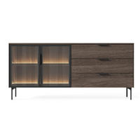 SIDEBOARD Lumi 2-türig mit Glasfronten Eiche Dunin 181 cm - Dunkelbraun/Schwarz, Holzwerkstoff/Metall (181.3/82.6/39.3cm) - Selsey