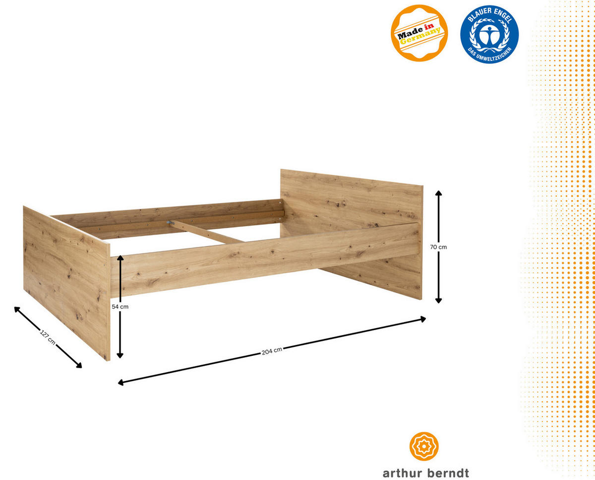 JUGENDBETT Alessio 120 x 200 cm - Eiche Artisan, Holzwerkstoff (120/200cm) - arthur berndt