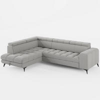 ECKSOFA CANDY CANE Links Grau Bouclé-Stoff mit Schlaffunktion und Bettkasten - Grau, Textil (264/192cm) - Barchello
