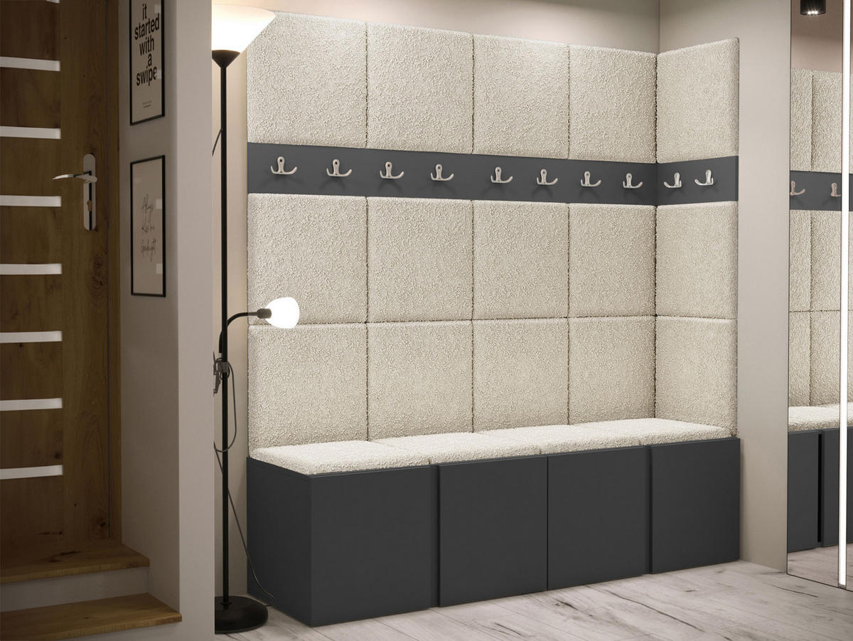 GARDEROBEN-SET Orion II - Creme/Graphitfarben, Holzwerkstoff/Kunststoff (168/186/46cm) - MIRJAN24