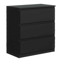 KOMMODE NUDO 70/78,5/39cm mit 3 Schubladen Türen Schwarz - Schwarz, Holzwerkstoff (70/78.5/39cm) - MASSENO
