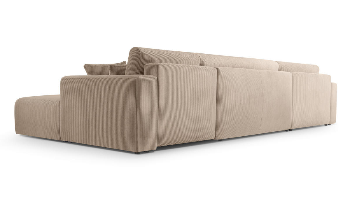 WOHNLANDSCHAFT Catea Beige 364/145/85 cm mit Schlaffunktion - Beige/Schwarz, Kunststoff/Textil (364/84/145cm) - AX Living