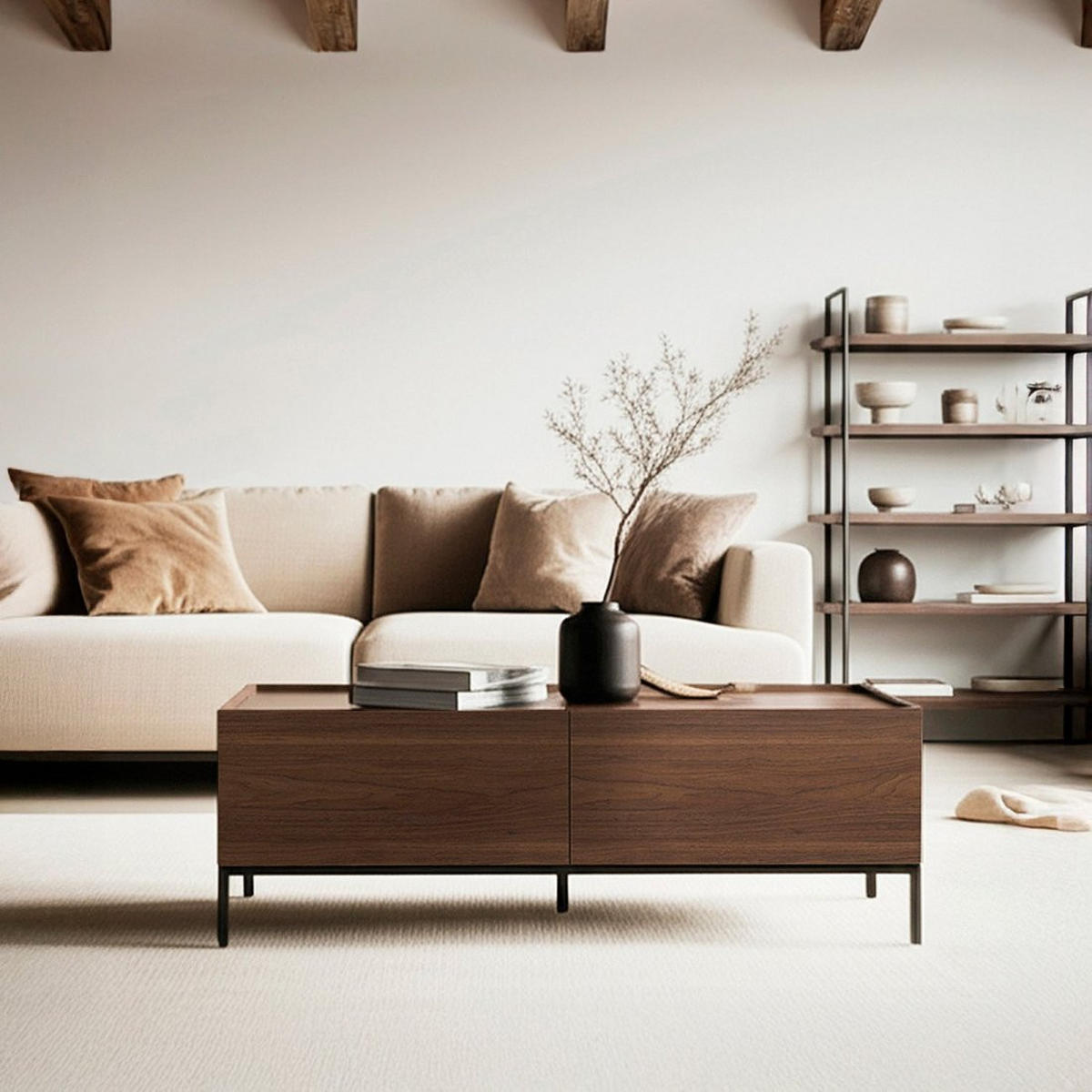 COUCHTISCH FESTER Peyton Walnuss 120 cm x 40 cm - Walnussfarben, Holzwerkstoff (60/120/40cm)