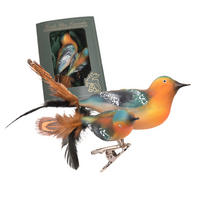 CHRISTBAUMSCHMUCK Doppelvogel Buchfink Mehrfarbig 9cm (Glas / 1 Stk.) - Multicolor, Glas (5/5/8cm) - Krebs Glas Lauscha