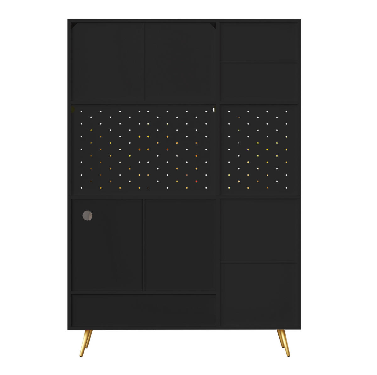 HOCHSCHRANK mit LED und Steckdosen 120 x 40 x 176 cm MDF Glas Schwarz - Schwarz, Glas (40/176/120cm) - Meubliv