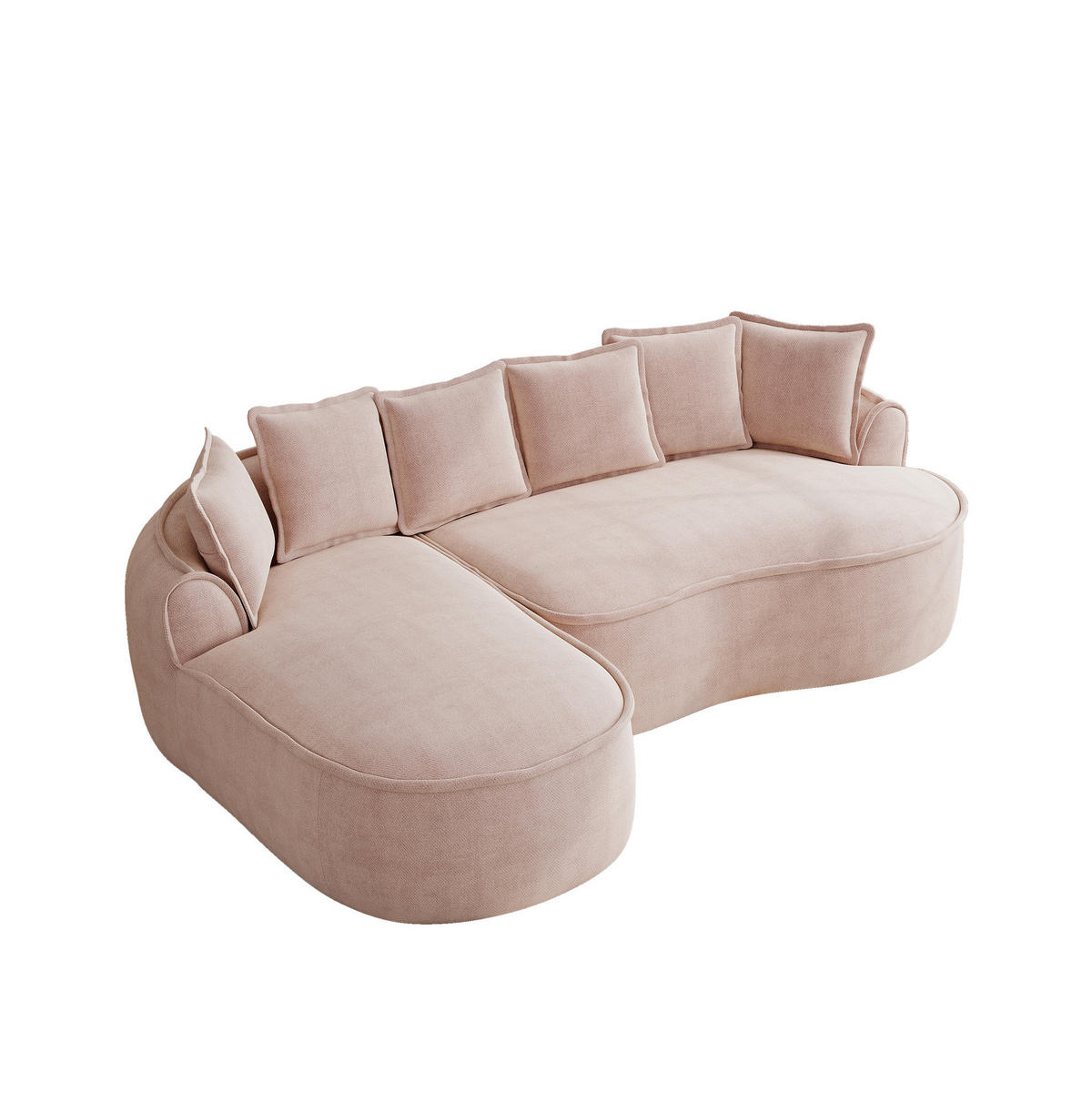 ECKSOFA 252/164/67 cm pink aus Chenille mit Schlaffunktion und Chaiselongue - Pink, Textil (164/252cm) - OKWISH