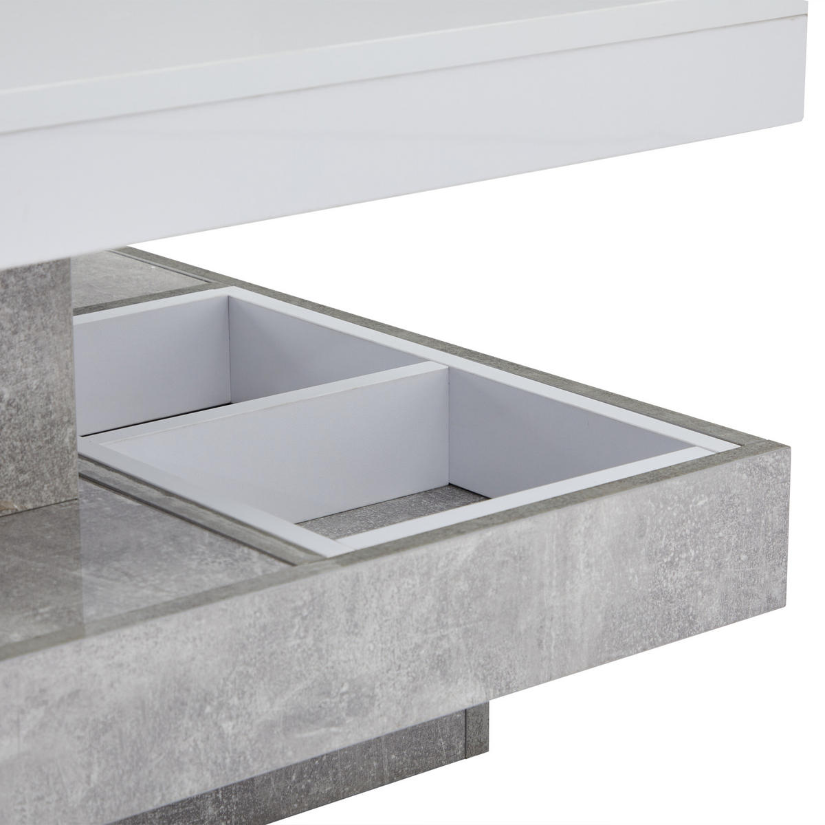 COUCHTISCH 70/70/36 cm weiß mit Hochglanzplatte 360° drehbar - Weiß, Holzwerkstoff (70/70/36cm) - OKWISH