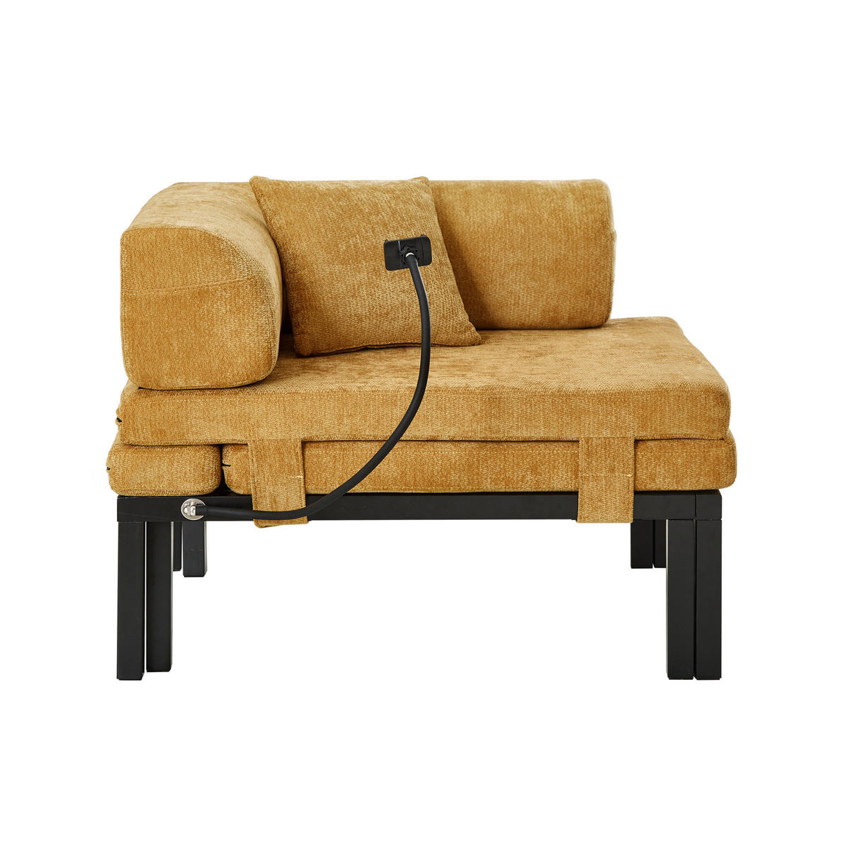 SCHLAFSOFA klappbar mit Ausziehbett Massivholz Samt Yellow - Gelb, Holz (81/64/176cm) - Meubliv